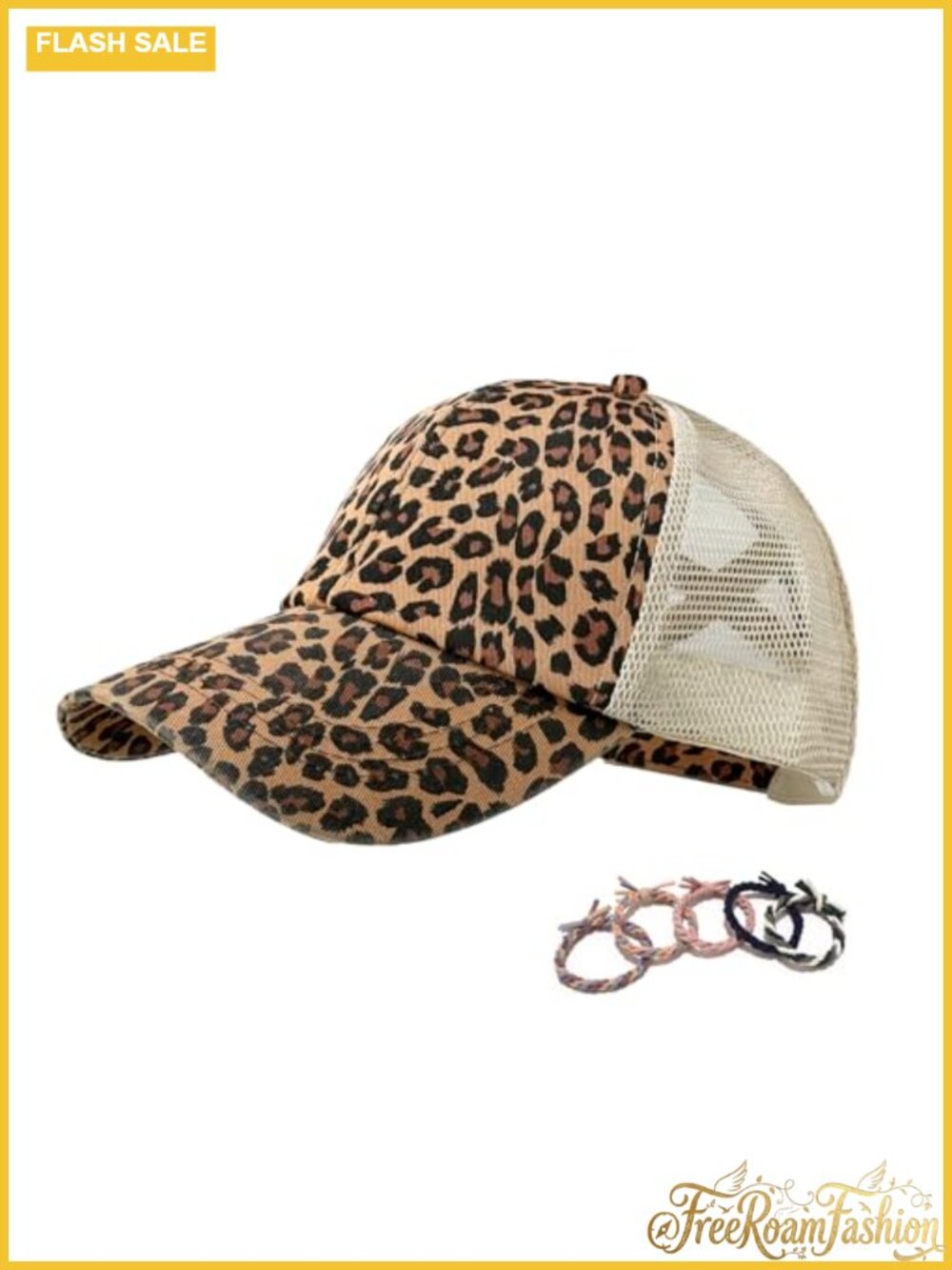 Leopard Print Baseball Cap Adjustable Cotton Ponytail Hat
